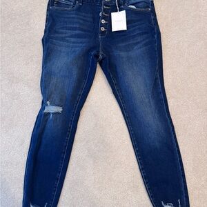 KanCan Milo Distressed Button Up Blue Jeans Size XL NWT